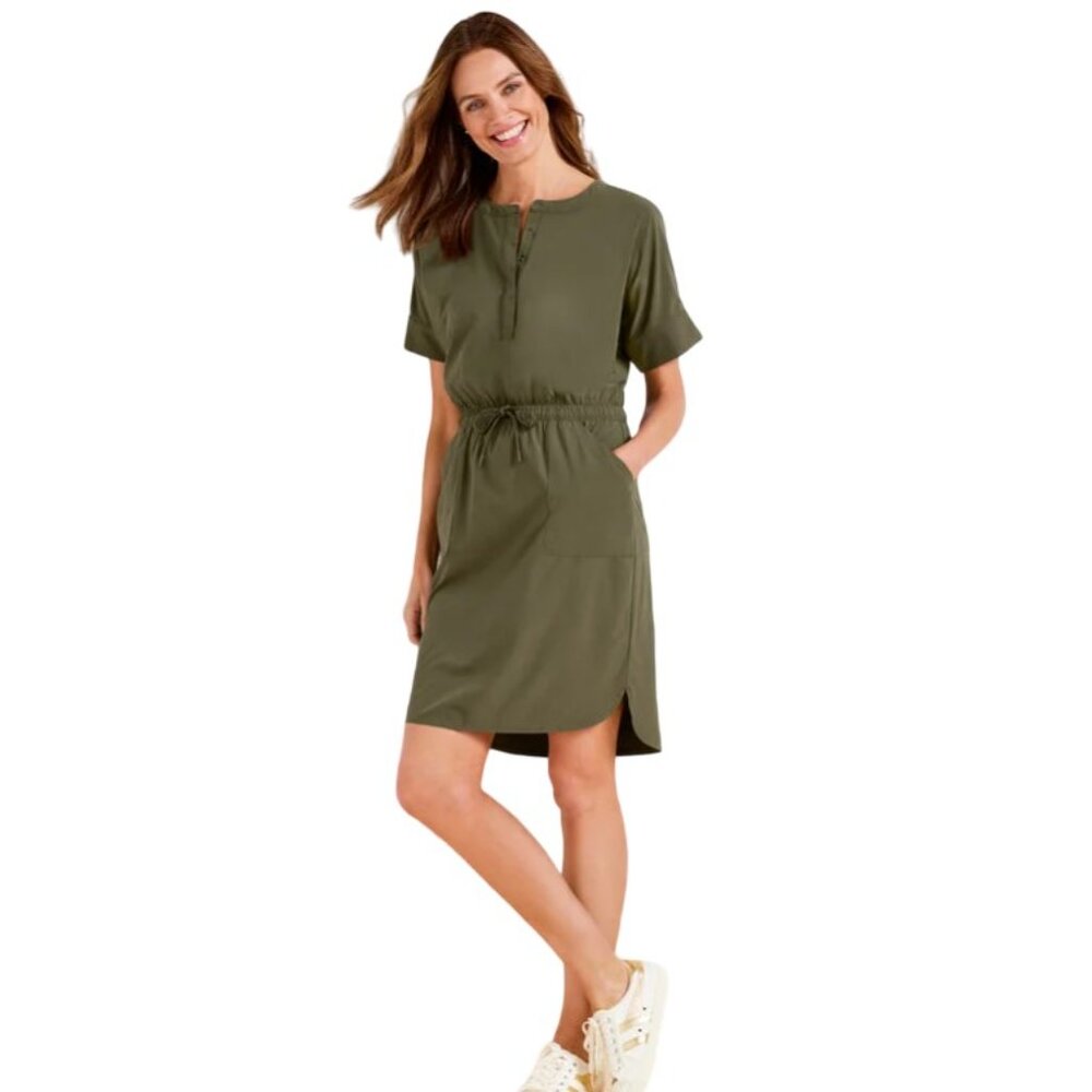 T by Talbots Lightweight Small Dress Popover Olive Green SunWell UPF +50 - Picture 13 of 14
